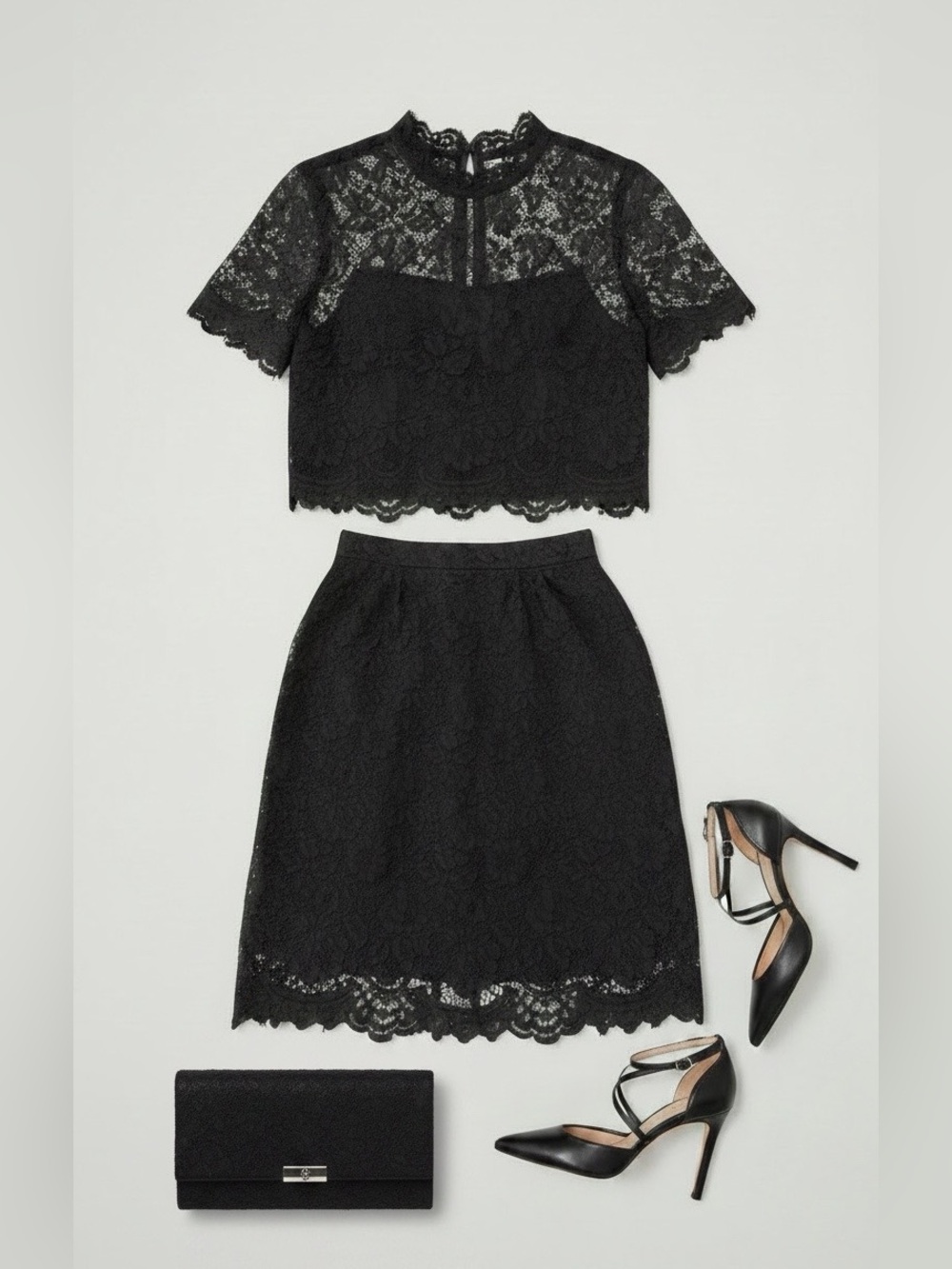 J. Crew Black Lace Pencil Skirt